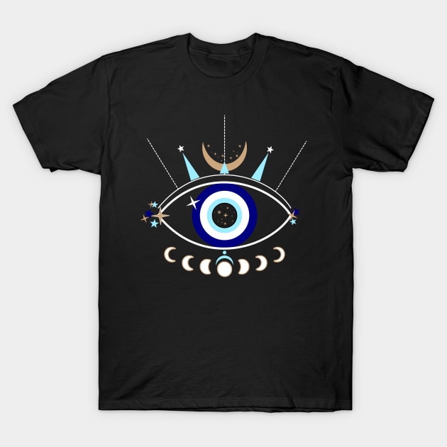 The Evil Eye Protection Blue Eye Celestial Gift T-Shirt by JPDesigns